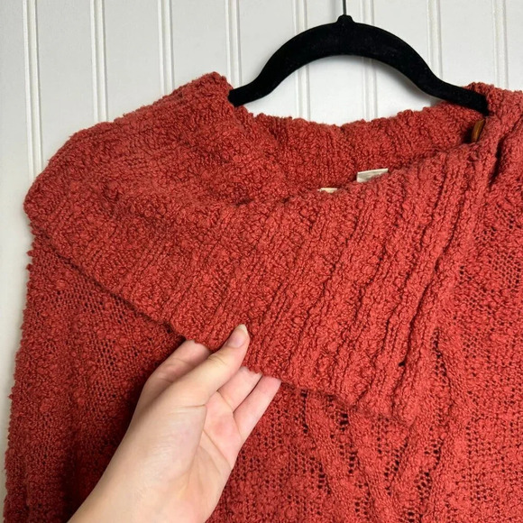 Anthropologie Moth orange/red cowl neck sweater button detail oversize XS M5 - Picture 4 of 9